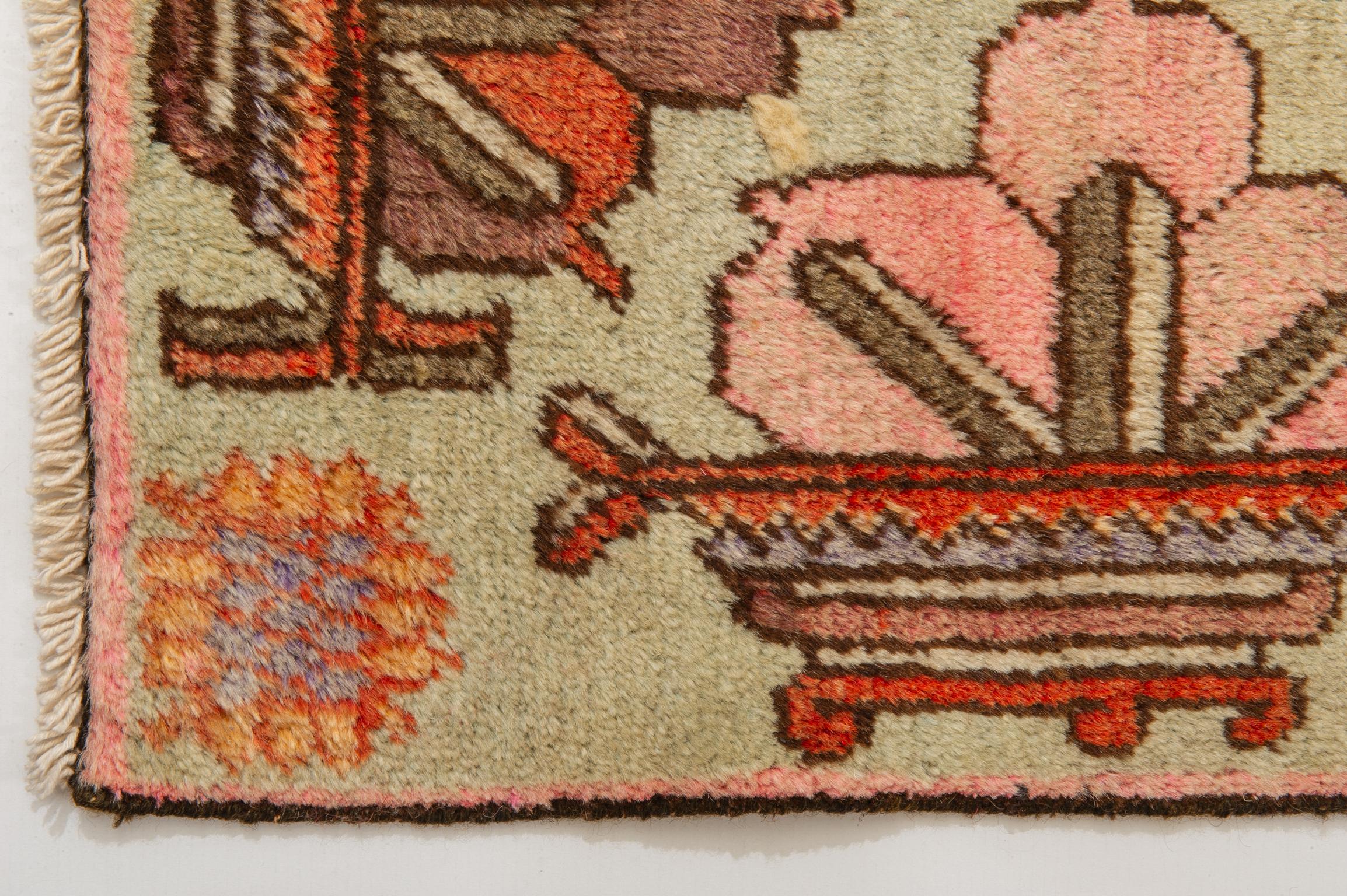 Samarkanda or Khotan Pictorial Rug For Sale 3