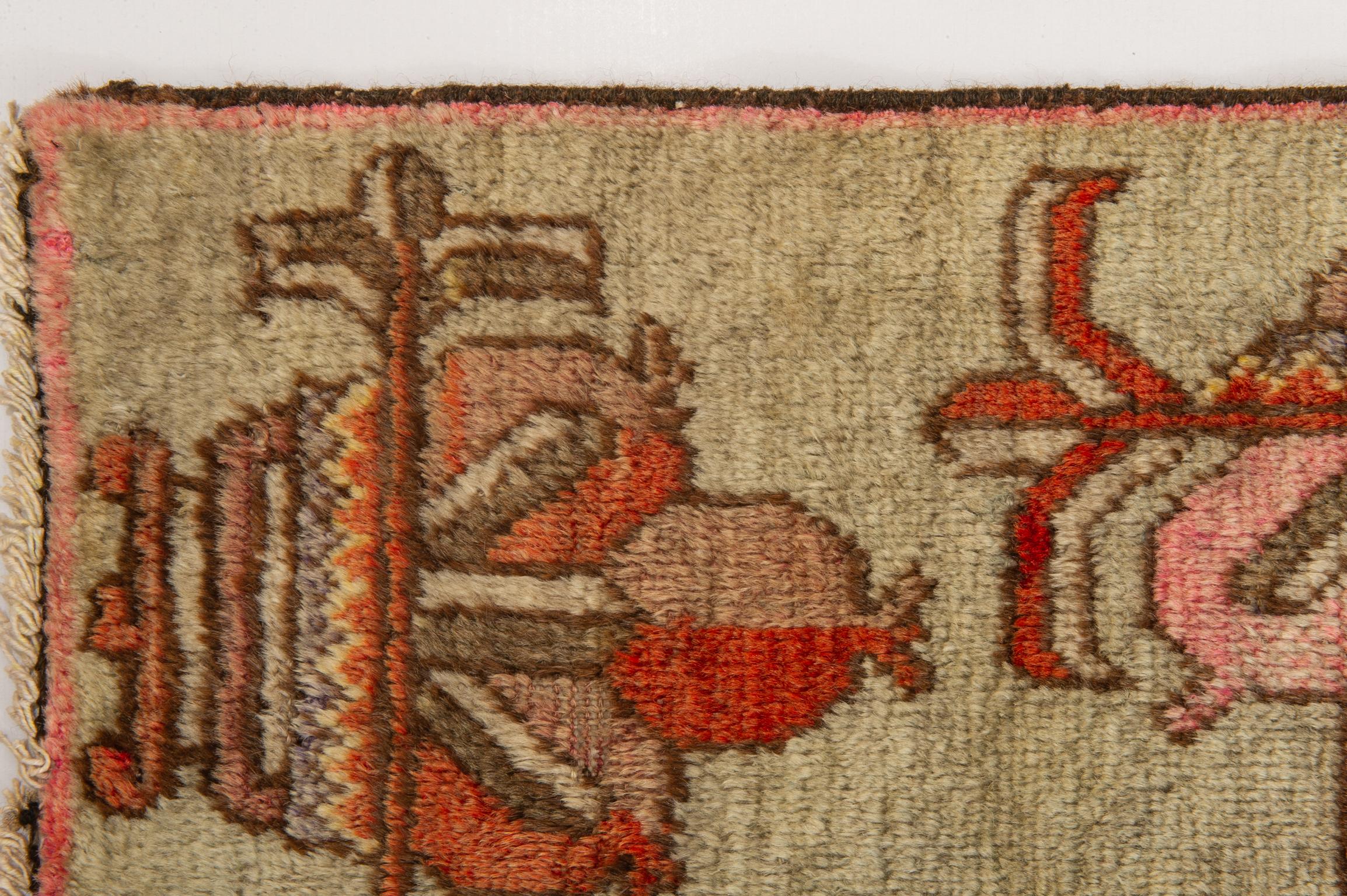 Samarkanda or Khotan Pictorial Rug For Sale 4