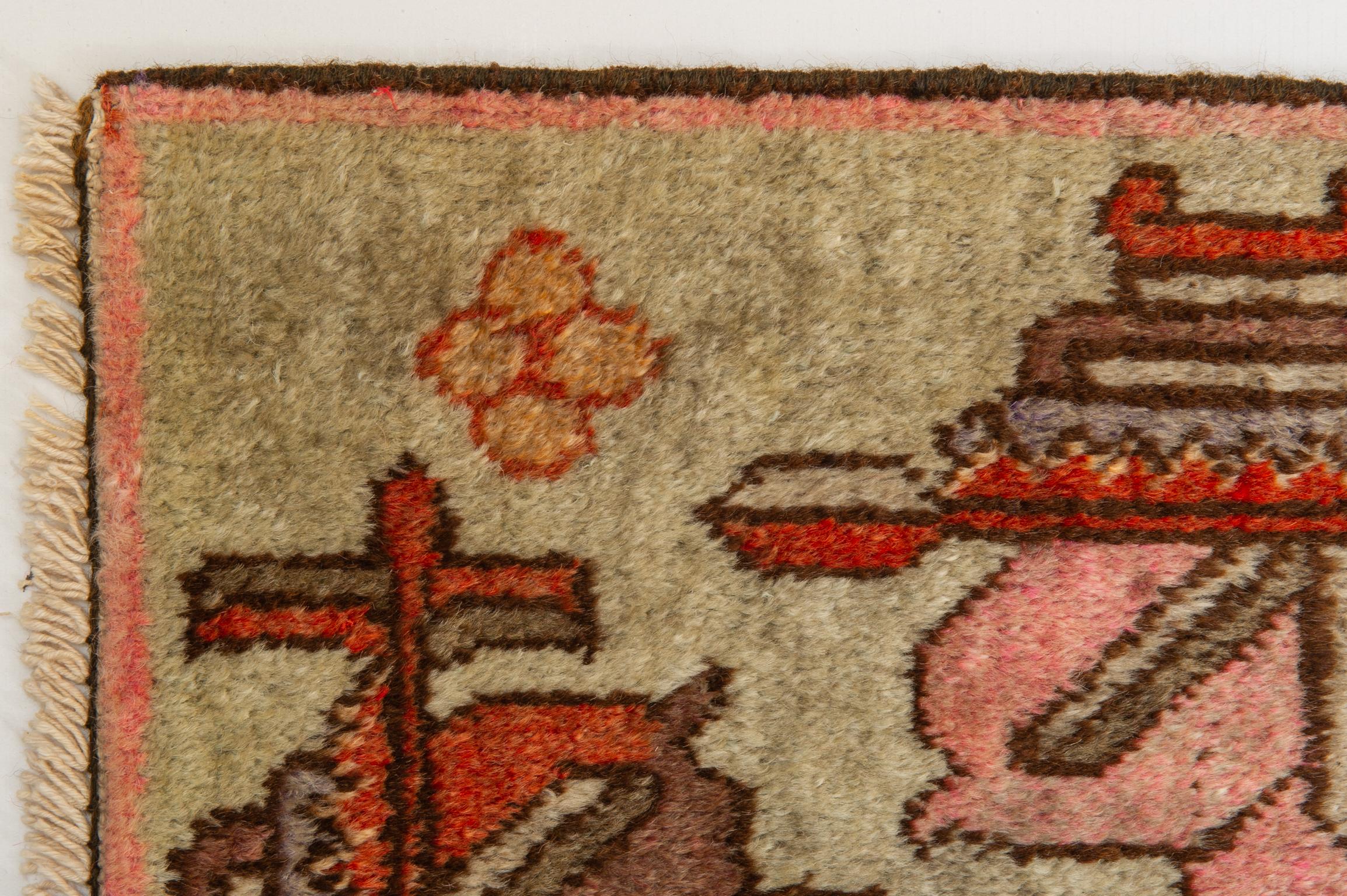 Samarkanda or Khotan Pictorial Rug For Sale 7