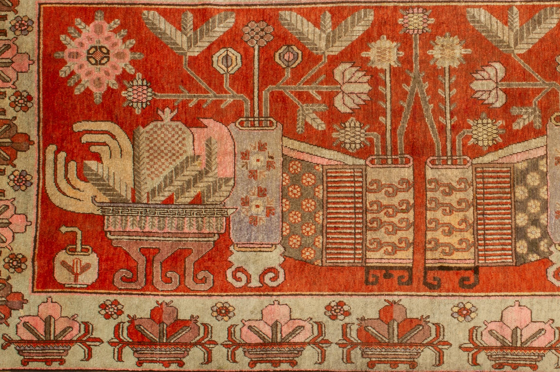 Other Samarkanda or Khotan Pictorial Rug For Sale