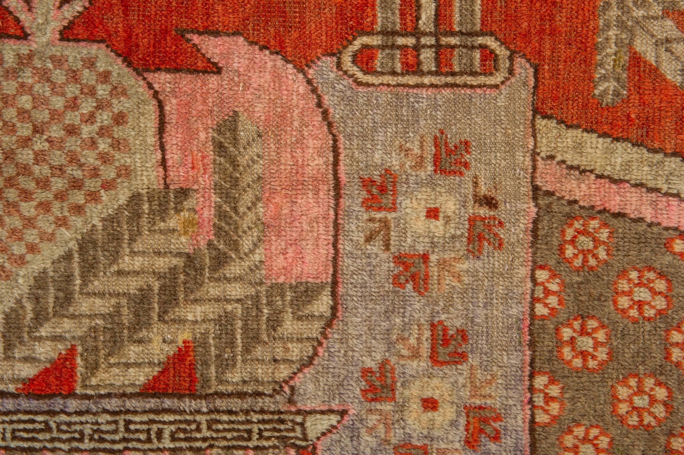 Wool Samarkanda or Khotan Pictorial Rug For Sale