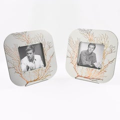 Roberto Sambonet Italy Chrome and Copper Picture Frame Set, Graffiti Collection