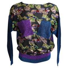 Sambucari Italian Metallic Woven Sheer Blouse