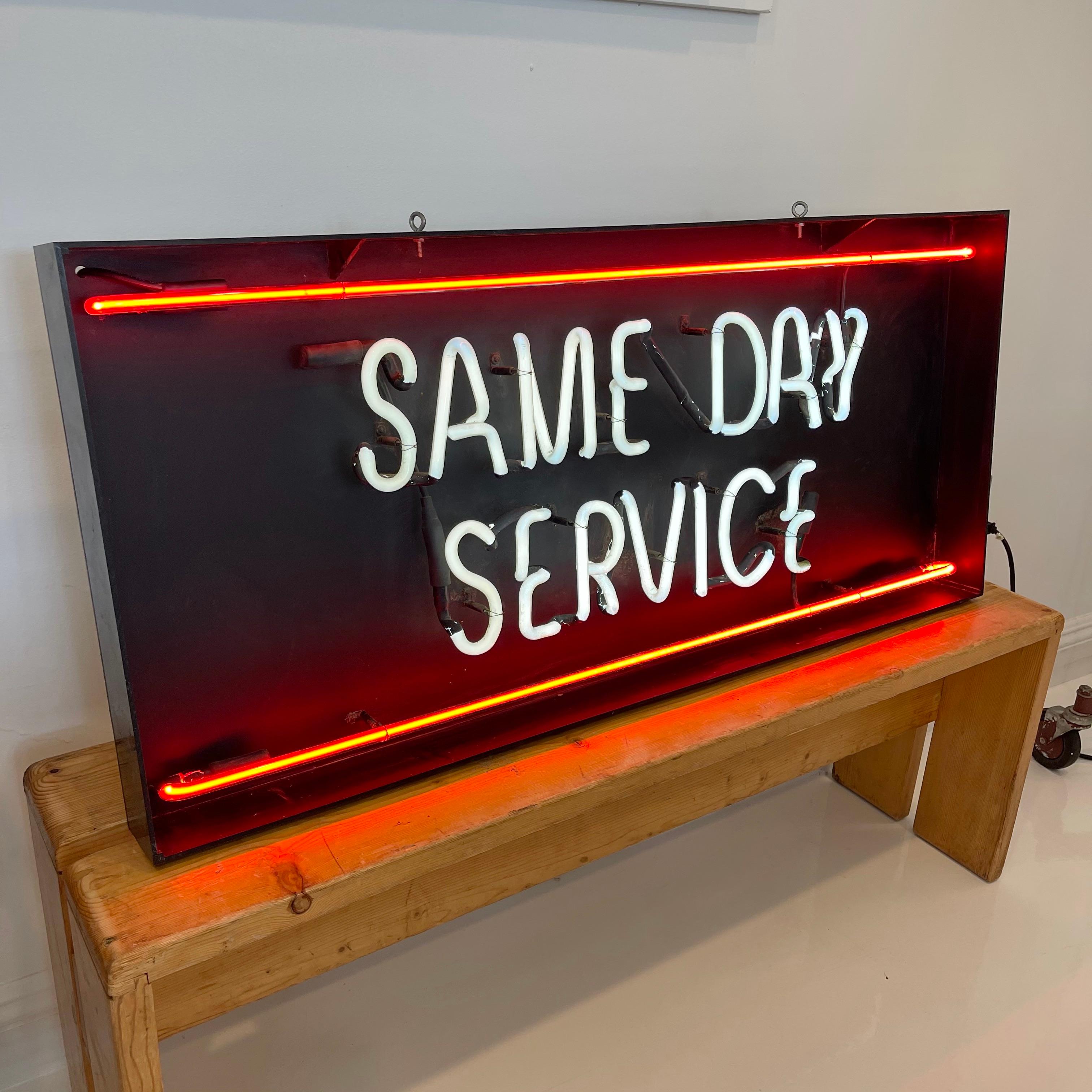 Same Day Service Neon Sign In Good Condition In Los Angeles, CA