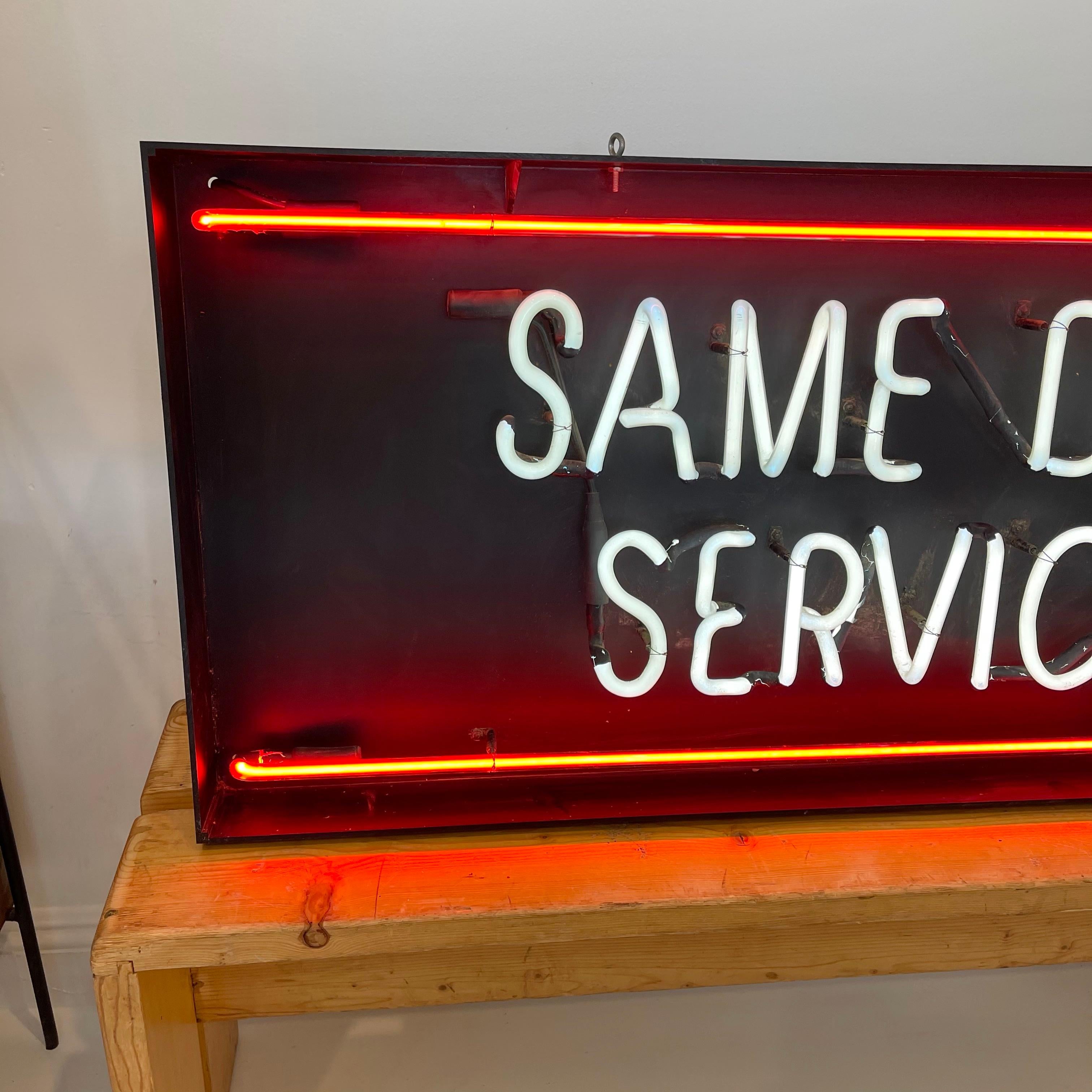Late 20th Century Same Day Service Neon Sign