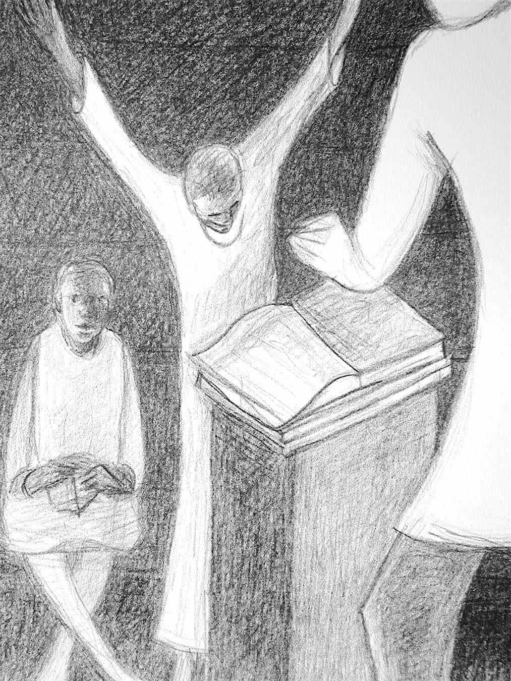 SHOUT Litografía firmada, Predicador Iglesia Negra, Cultura Afroamericana - Print de Samella Lewis