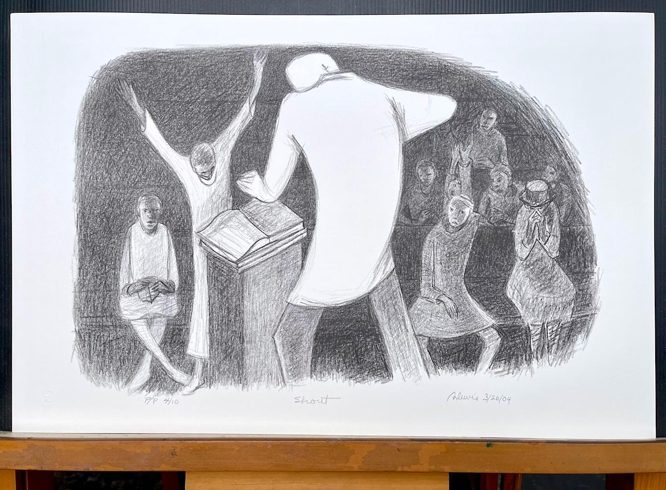 SHOUT Litografía firmada, Predicador Iglesia Negra, Cultura Afroamericana en venta 4