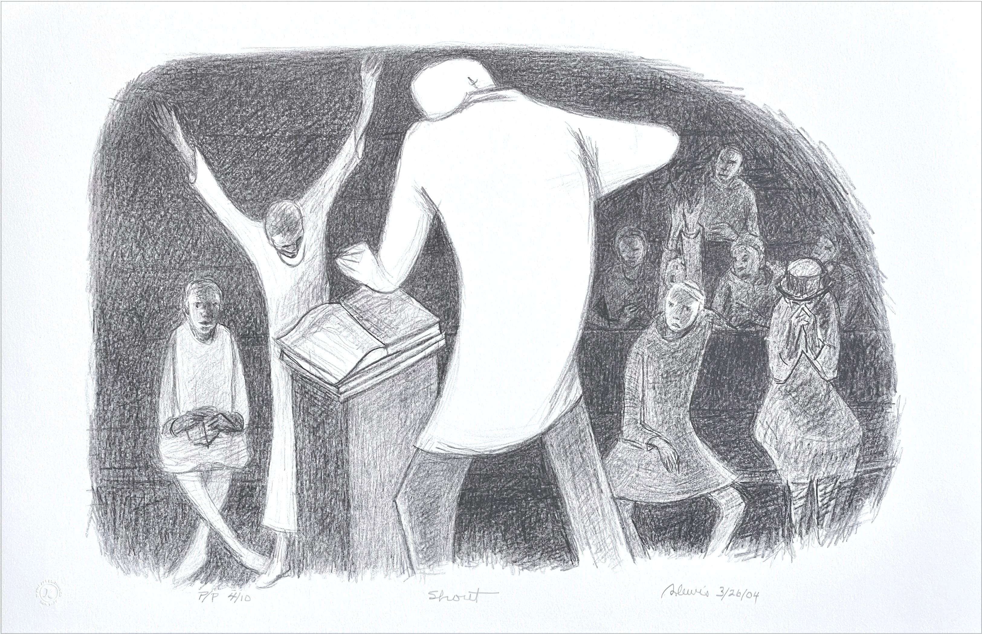 SHOUT Signed Lithograph, Preacher Black Church, African American Culture