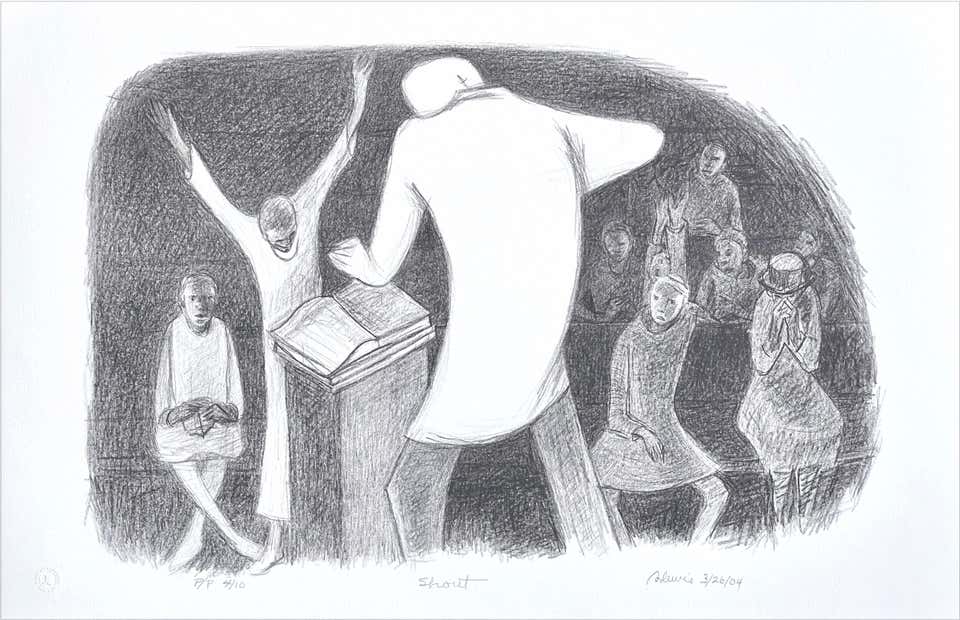 SHOUT Signed Lithograph 2004, Preacher Black Church, African American Culture