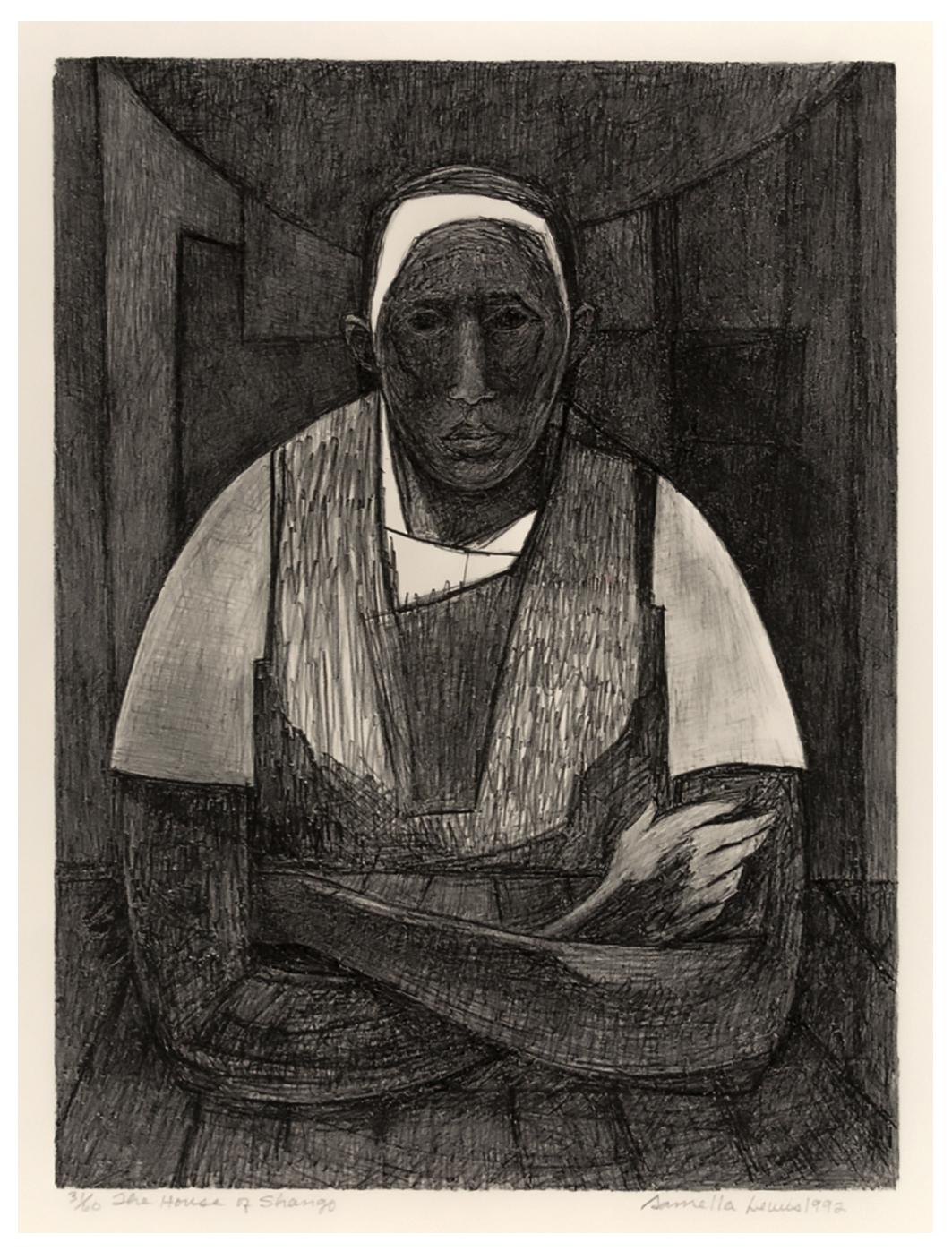 Figurative Print de Samella Lewis - La Casa de Shango - Artista afroamericano