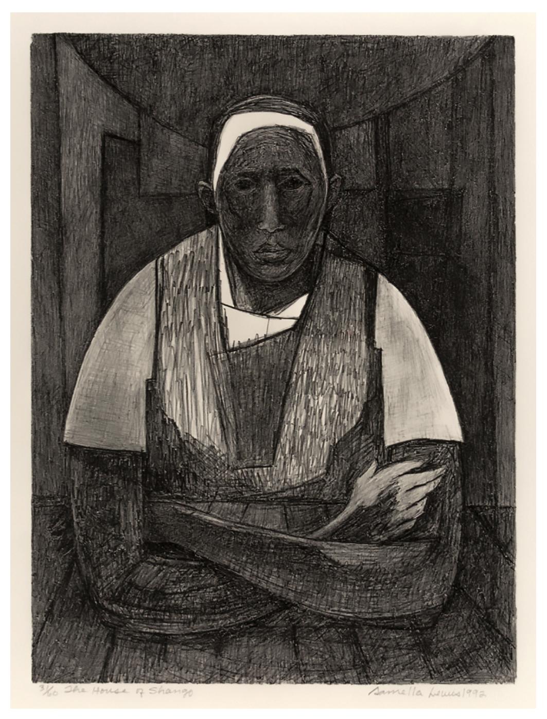 Samella Lewis Figurative Print - The House of Shango — African American artist