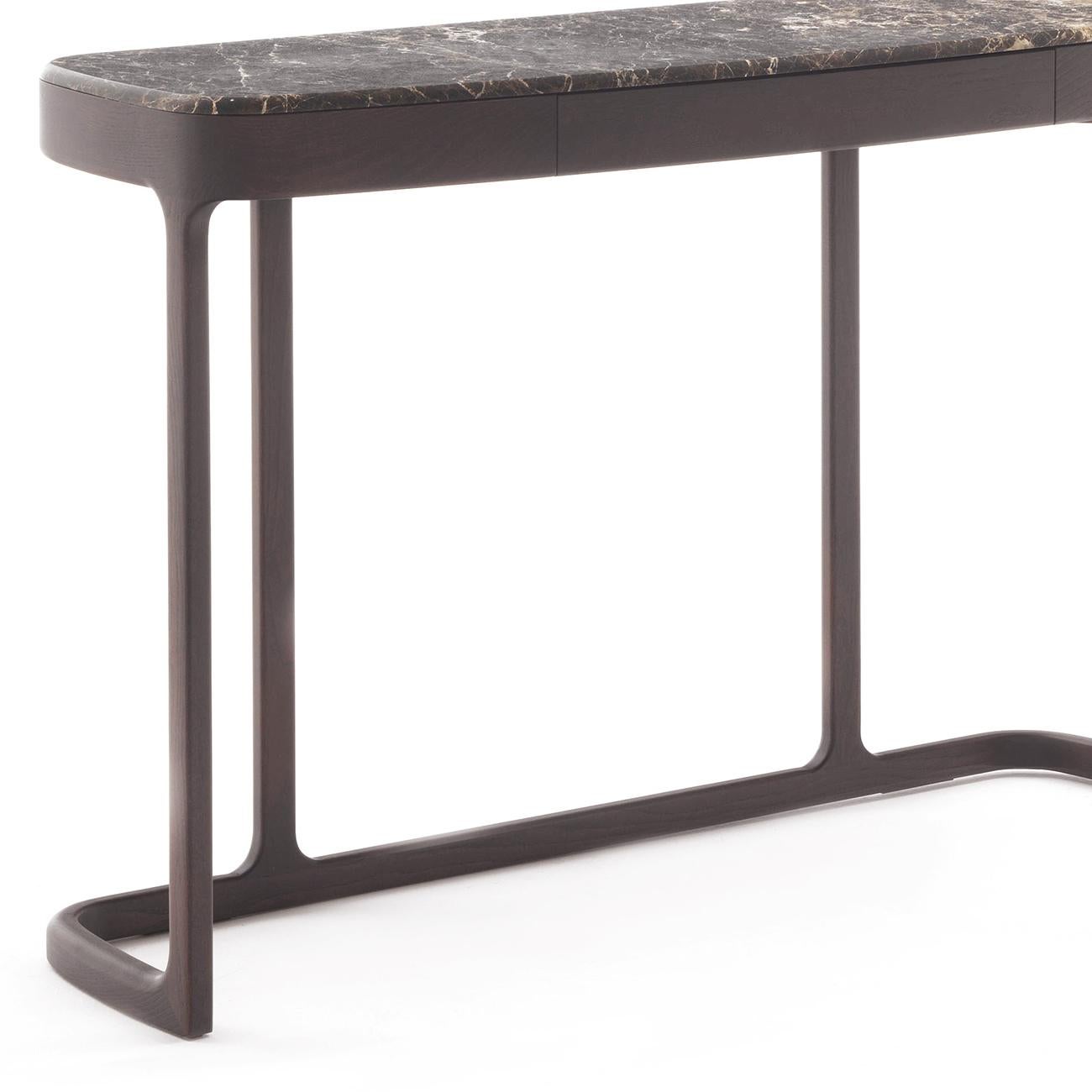 Console table Samena with structure in solid ashwood,
With 1 drawer and with top in Italian brown emperador marble.
Also available on request with white calacatta marble or with
black sahara marble, price: 8950,00€
