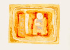 Orangish Figure - Lithograph by Sami Burhan - 1969