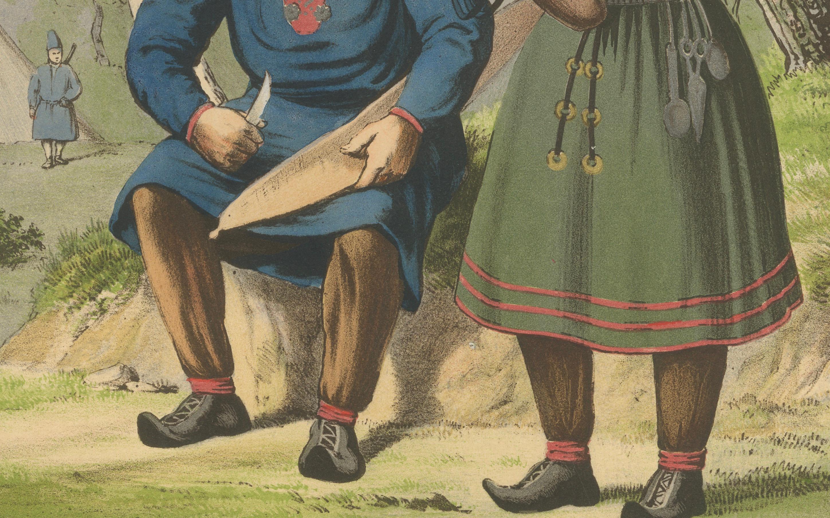 Sámi (Laplander) Costumes from Northern Norway – Helgeland Region, c.1860 In Good Condition For Sale In Langweer, NL