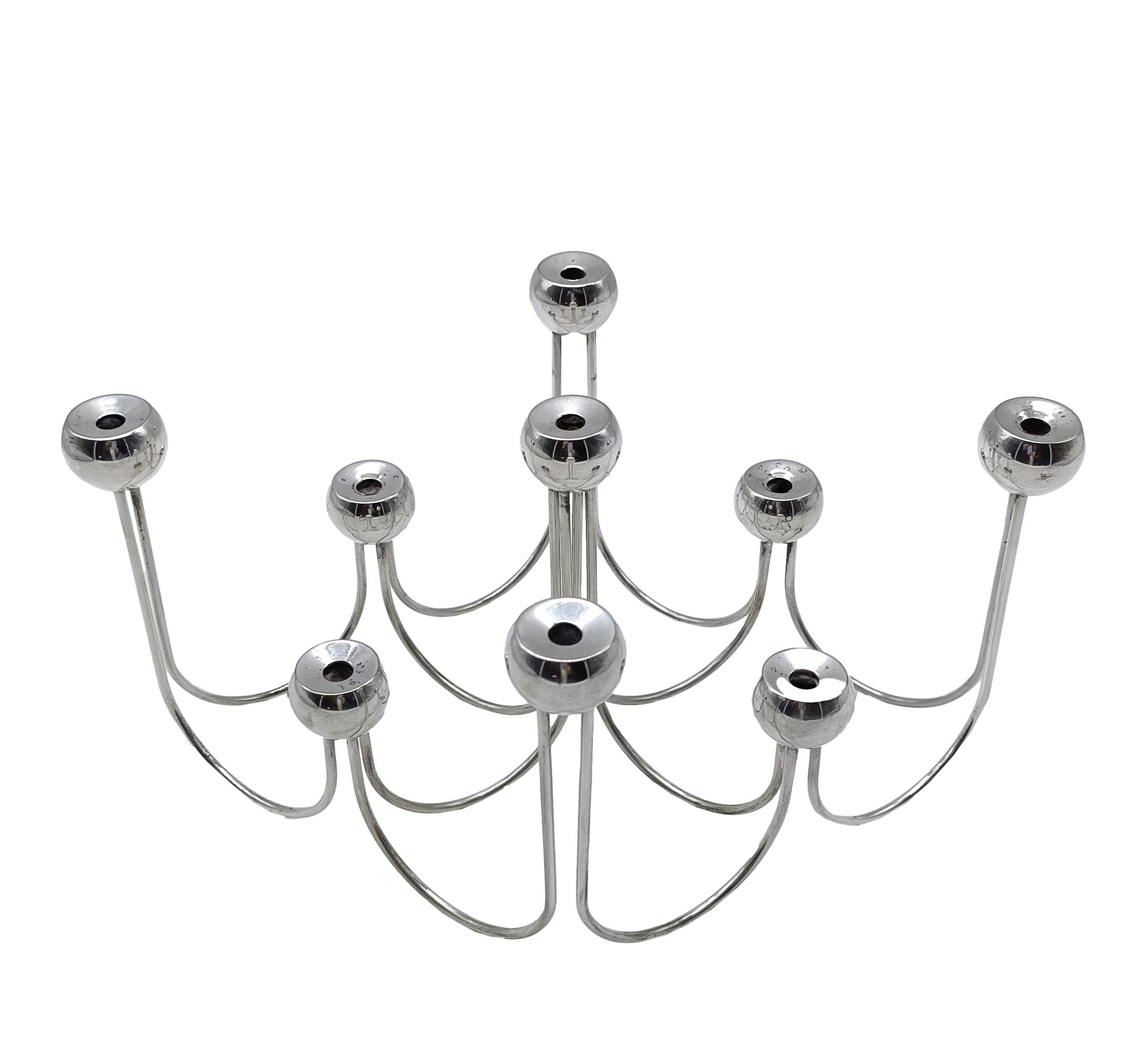Sami Wiikkala para Aeritalia por Cleto Munari Candelabro cromado, Italia 1970s Moderno de mediados de siglo en venta