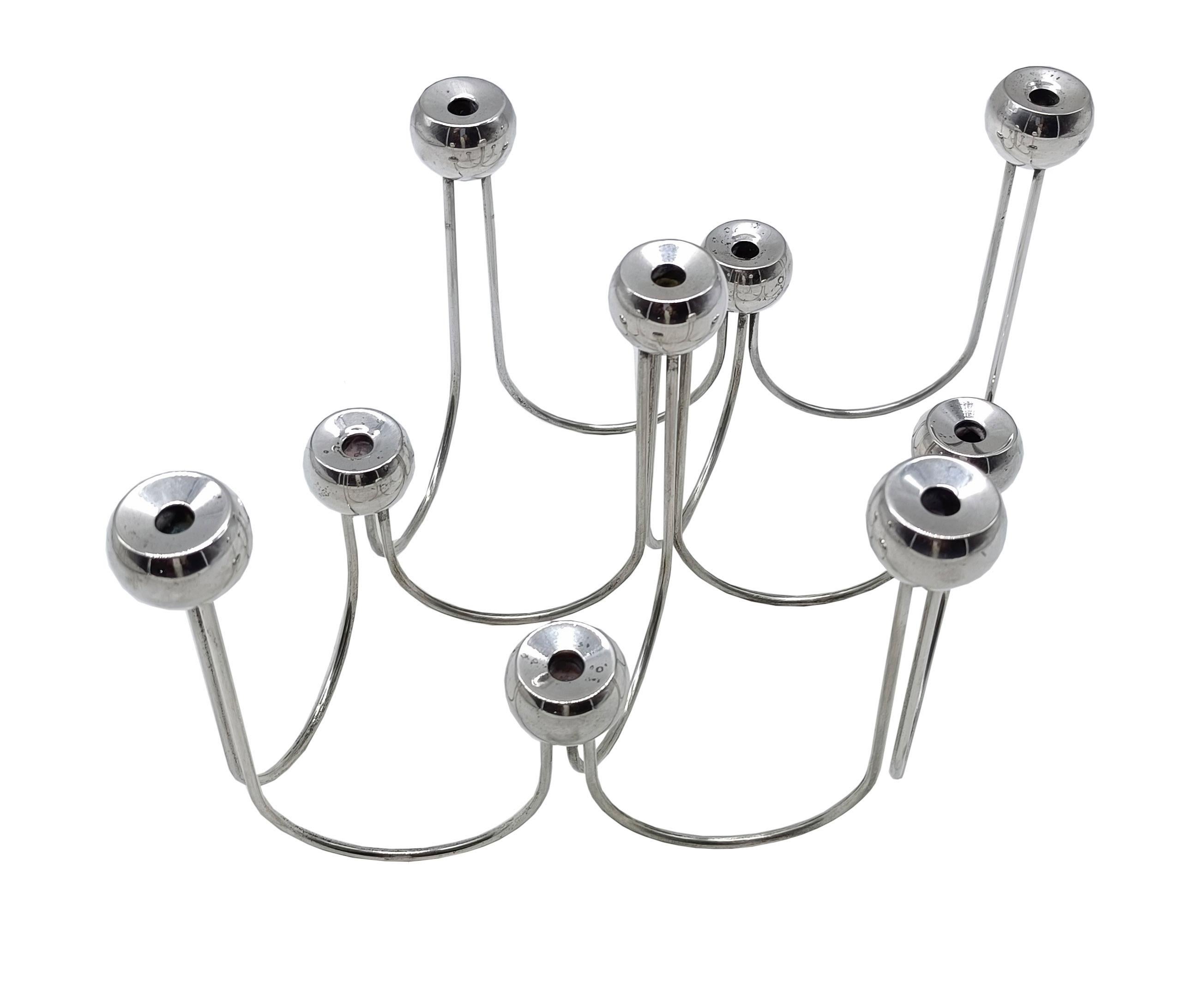 Sami Wiikkala para Aeritalia por Cleto Munari Candelabro cromado, Italia 1970s Italian en venta