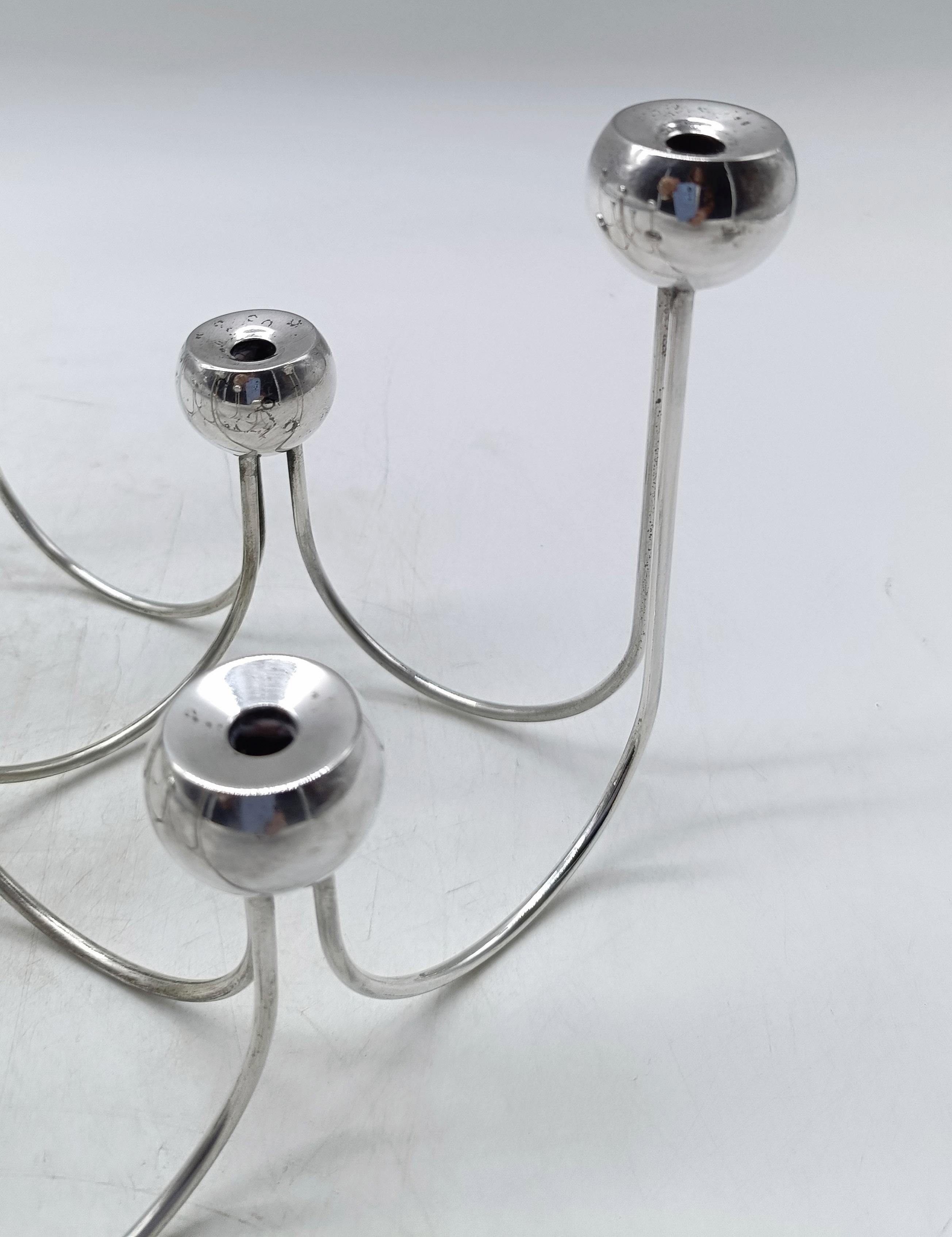 Sami Wiikkala para Aeritalia por Cleto Munari Candelabro cromado, Italia 1970s en Bueno estado para la venta en Naples, IT