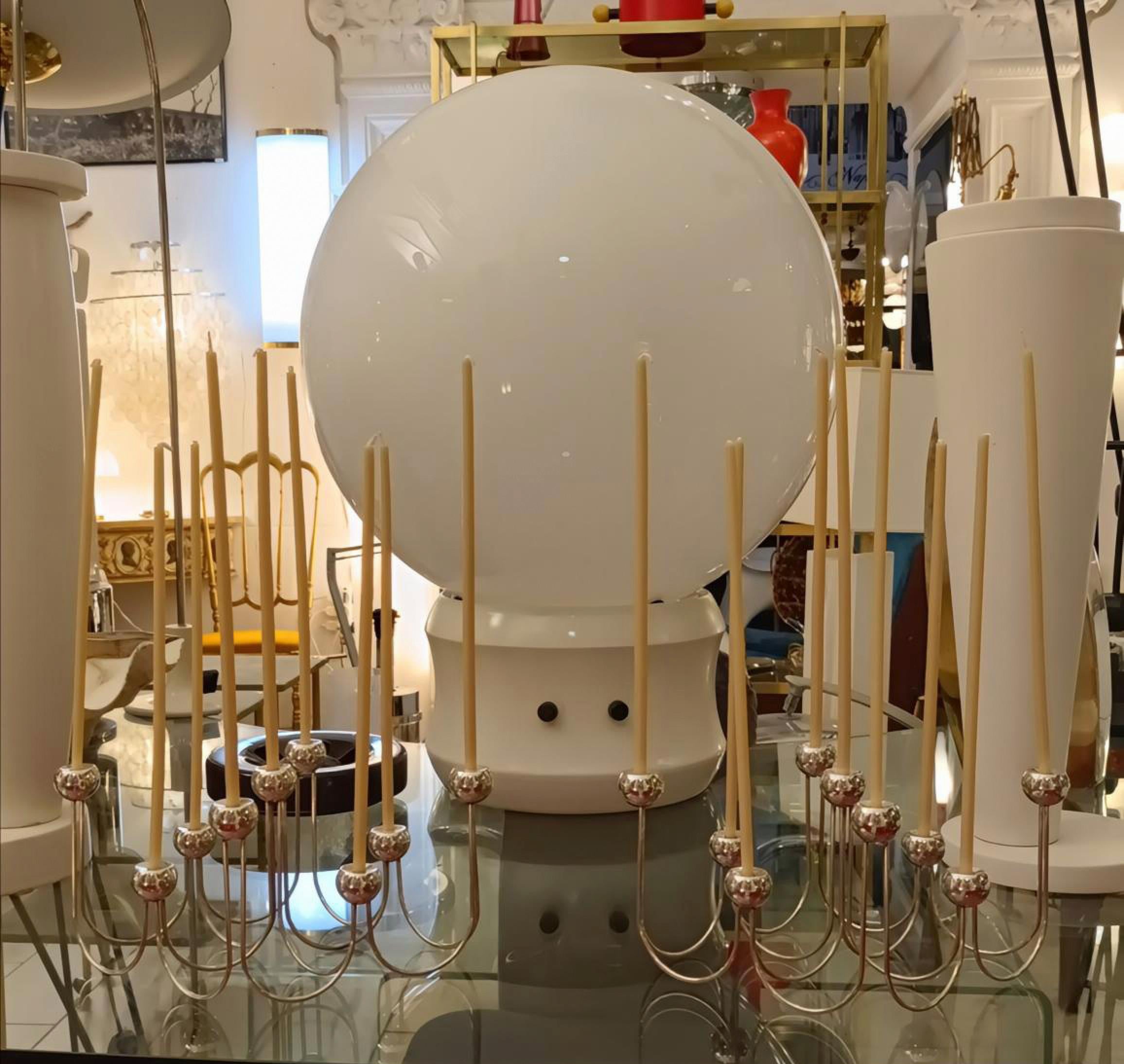 Sami Wiikkala para Aeritalia por Cleto Munari Candelabro cromado, Italia 1970s en venta 1