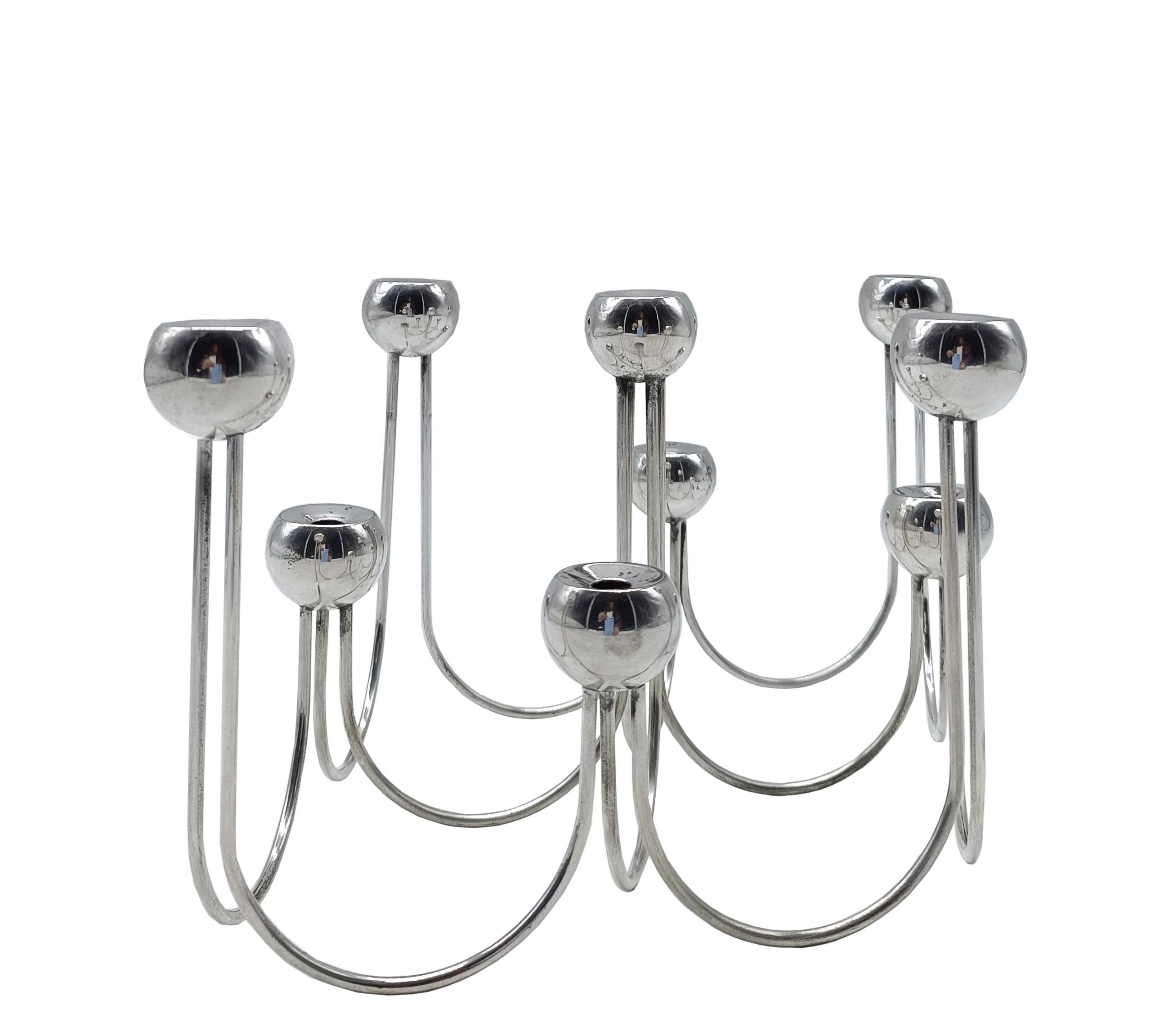 Sami Wiikkala para Aeritalia por Cleto Munari Candelabro cromado, Italia 1970s en venta 2