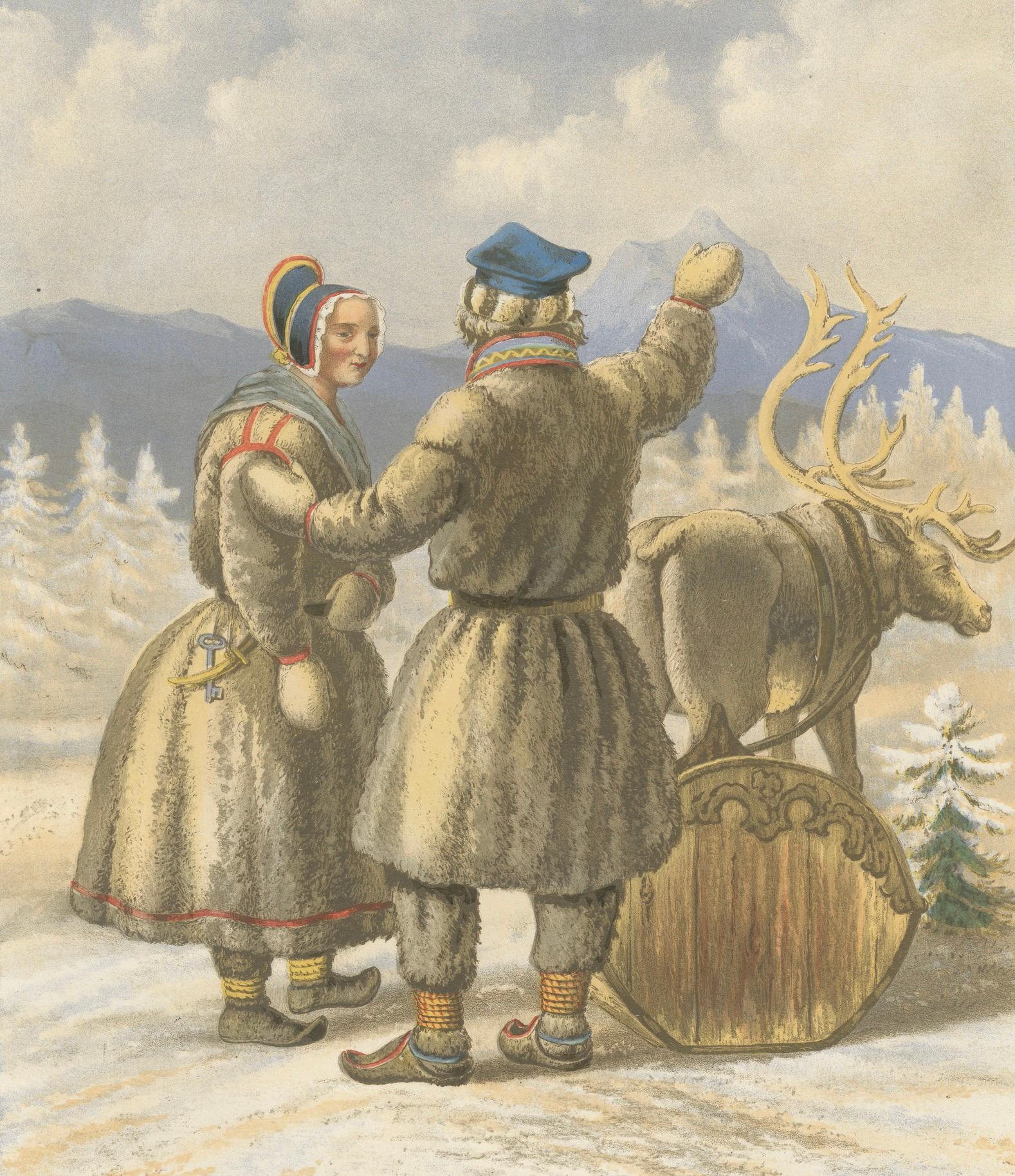 Paper Sámi Winter Dress, Karasjok, Northern Norway – Traditional Arctic Clothing, 1860 For Sale