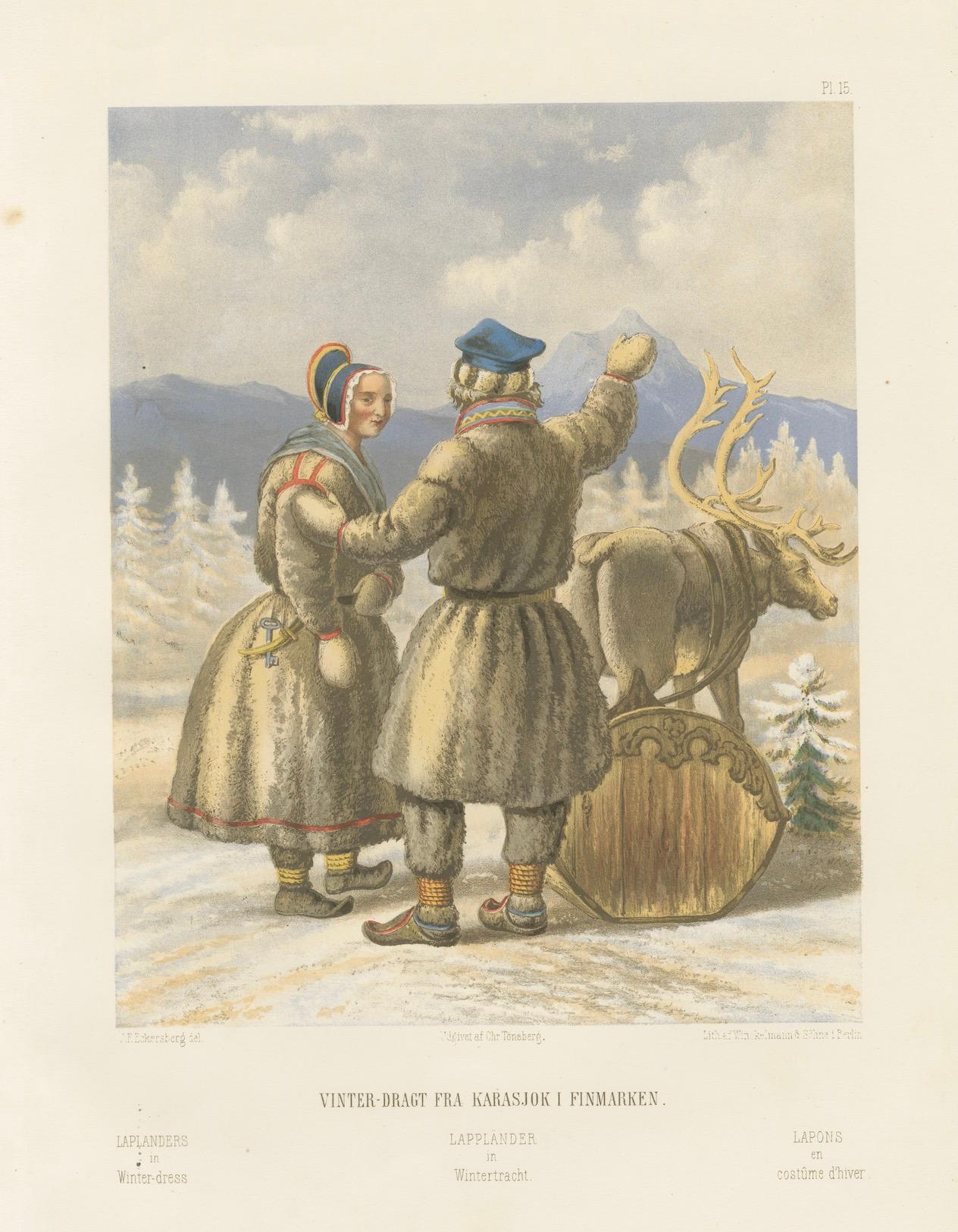Sámi Winter Dress, Karasjok, Northern Norway – Traditional Arctic Clothing, 1860 For Sale 1