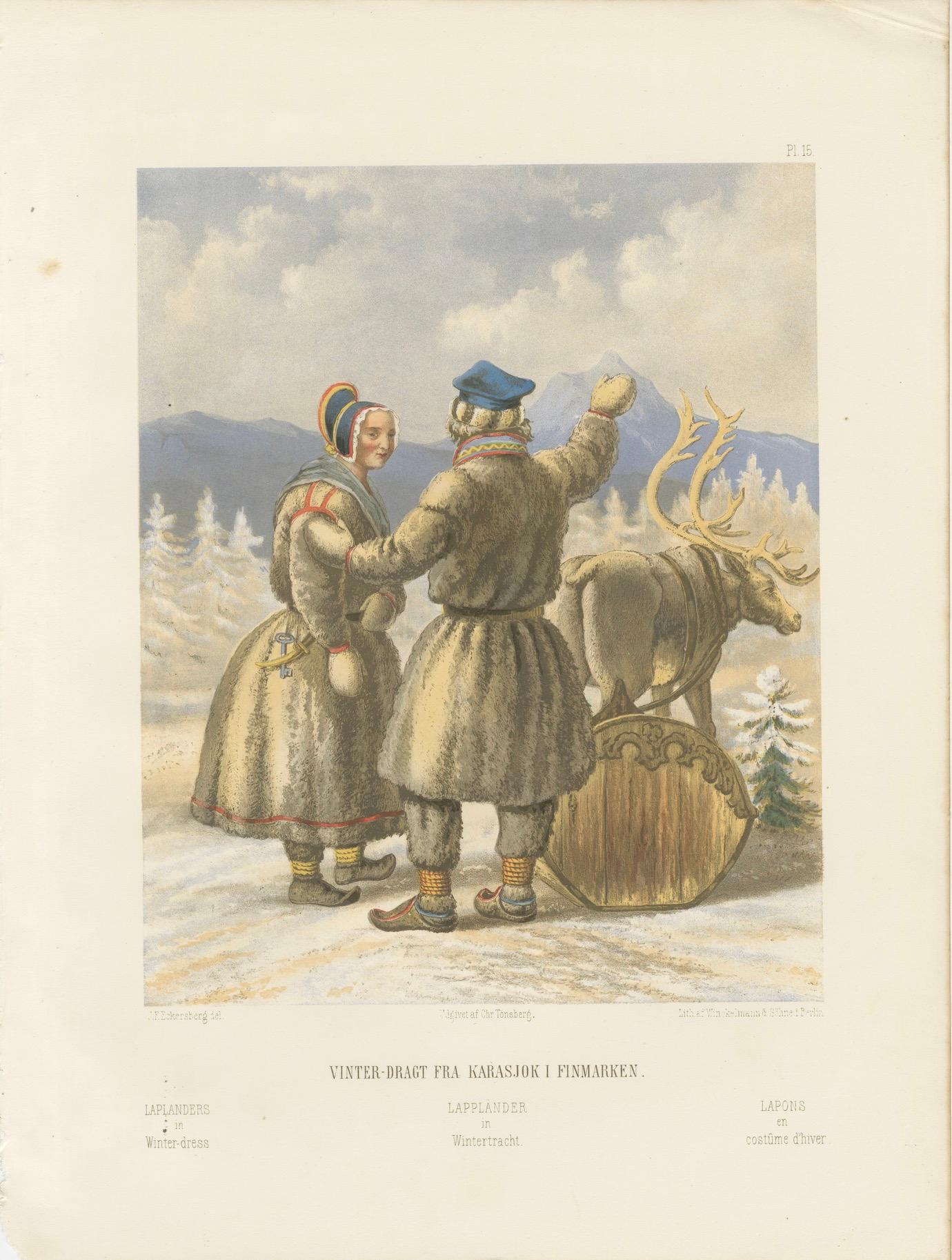 Sámi Winter Dress, Karasjok, Northern Norway – Traditional Arctic Clothing, 1860 For Sale 2