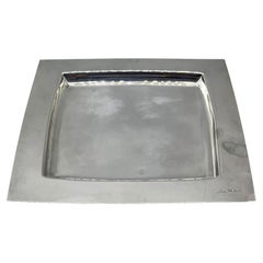 Sami Wirkkala pour Cleto Munari, plateau carré plaqué argent, Italie, années 1980