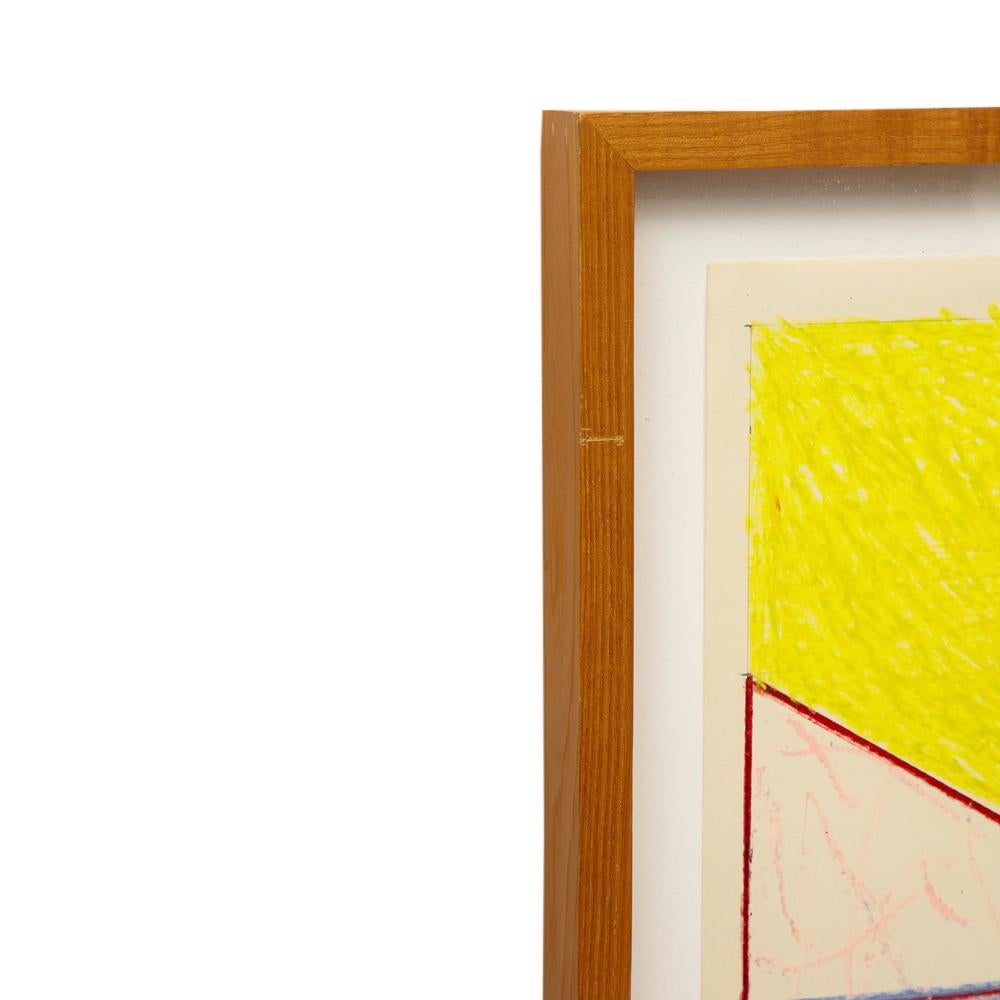 Hand-Painted Samia Halaby Abstract, Wax and Pigment on Paper, Red, Yellow, Black, Signed