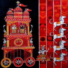 Jagannath, Figurativo, Acrílico sobre papel, Artista contemporáneo indio-En "Stock"