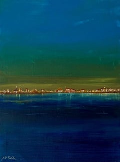 Urban Skyline (Dusk, Reflective Waterfront, Cool Blue, ~26% OFF)