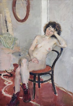 Nude in Red Shoes - 21st Century Contemporary Nude Oil Painting