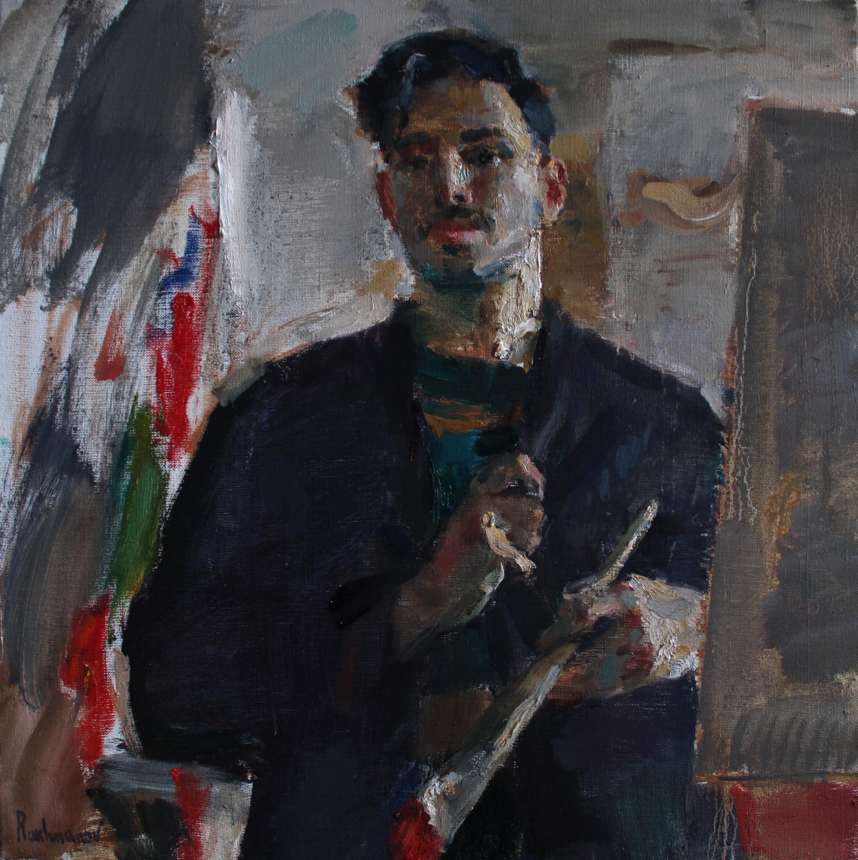 Samir Rakhmanov - Self Portrait in the Studio - 21st Century Contemporary  Oil Painting For Sale at 1stDibs