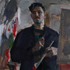 Self Portrait in the Studio - 21st Century Contemporary Oil Painting 
