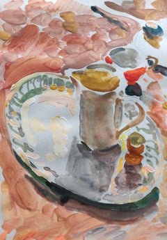 Still Life on a Salver - 21st Century Contemporary Still Life Gouache Painting