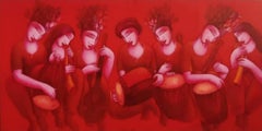 Sound-70, acrylique sur toile d'un artiste indien contemporain, en stock