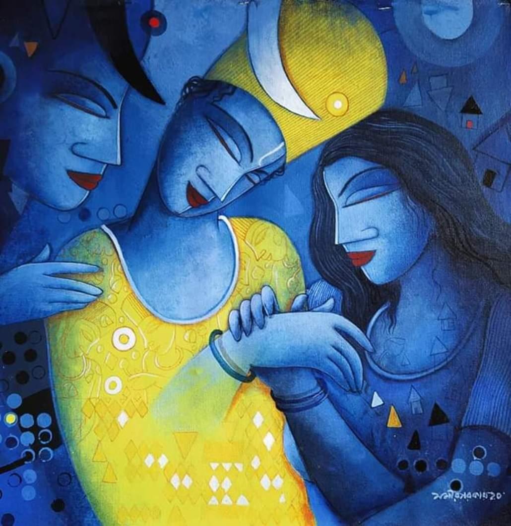 Interior Painting de Samir Sarkar - Sin título, acrílico sobre lienzo por Artista indio contemporáneo "En Stock"