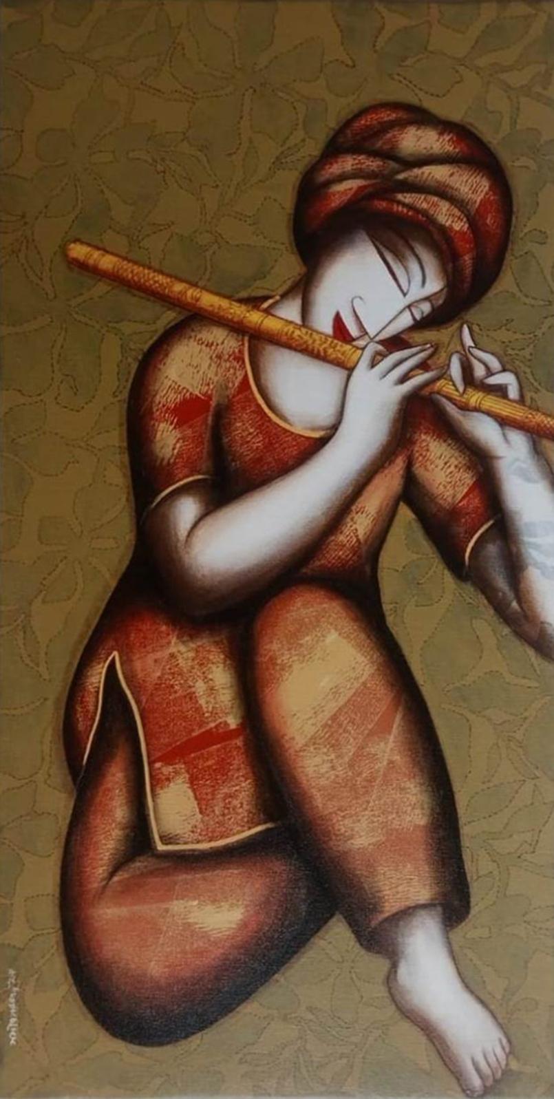 Sin título, Acrílico sobre lienzo, Conjunto de 2 obras, Artista indio contemporáneo-In Stock - Painting de Samir Sarkar