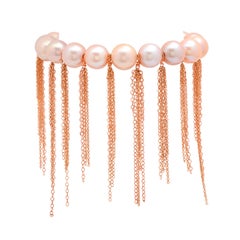 Samira 13 Pink Edison Freshwater Pearl 18 Karat Fringe Stretch Bracelet