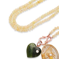 Samira 13 Ritualized Quartz 18k Diamond Spider Jade Heart Knotted Opal Necklace