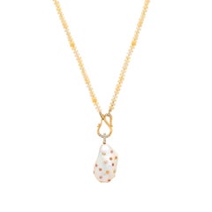 Samira 13 Sapphire Bezel XL Baroque Freshwater Pearl Knotted Opal 18k Necklace