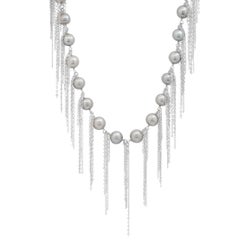 Samira 13 Silver Freshwater Pearl Fringe Layering Necklace