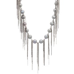 Samira 13 Silver Freshwater Pearl Fringe Layering Necklace