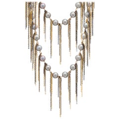Samira 13 Silver Freshwater Pearl Fringe Layering Necklace