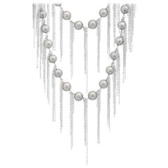 Samira 13 Silver Freshwater Pearl Fringe Layering Necklace