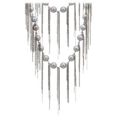 Samira 13 Silver Freshwater Pearl Fringe Layering Necklace