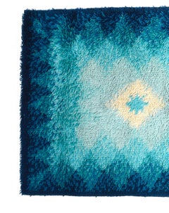 Samit Borgosesia Midcentury Blue and White Virgin Wool Italian Carpet, 1970s