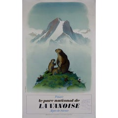 Circa 1975 original poster by Samivel - Parc national la Vanoise Alpes de Savoie