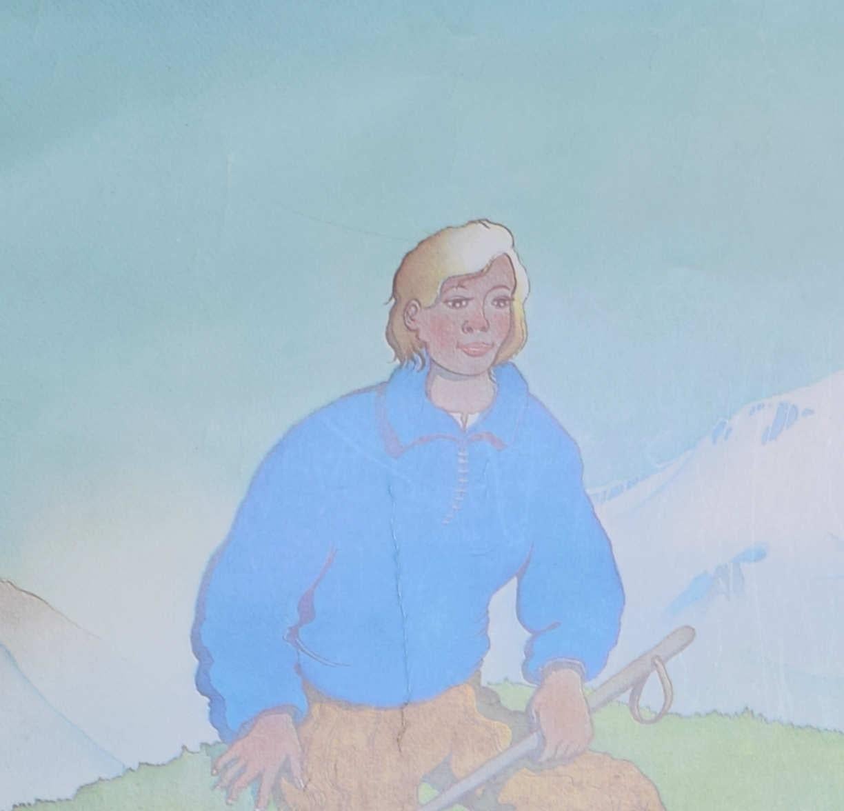 'L'alliance de l'homme et de la montagne', cartel original de esquí de Samivel - Print de Samivel Paul Gayet-Tancrède 