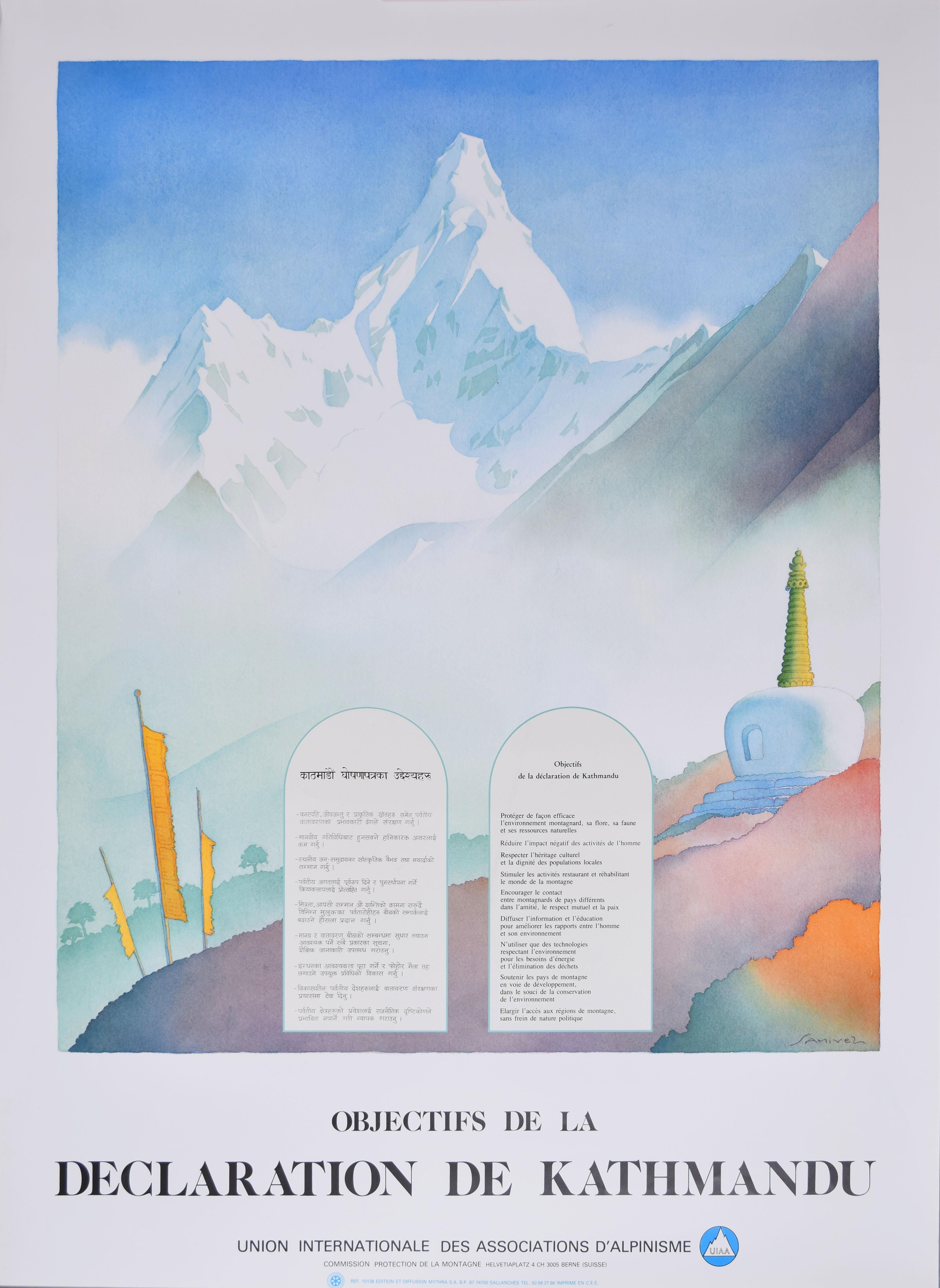 Samivel Paul Gayet-Tancrède  Landscape Print - Samivel Objectives of the Kathmandu Declaration Original Poster de Himalayas 