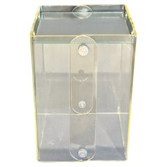 Samll Vintage Mid-Modern Century Lucite End Side Table with Mirror Glass Top
